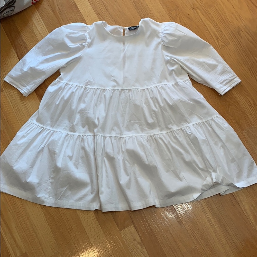 Danielle Bernstein White tiered poplin dress